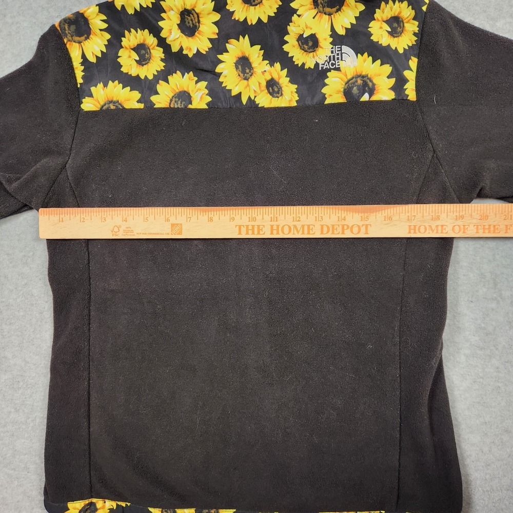 The North Face Jacket Womens Small Black Fleece Sunflower Print Denali Hooded - Picture 13 of 14